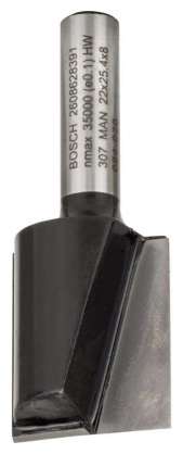Bosch - Standard Seri Ahşap İçin Çift Oluklu, Sert Metal Düz Freze Ucu 8*22*56mm