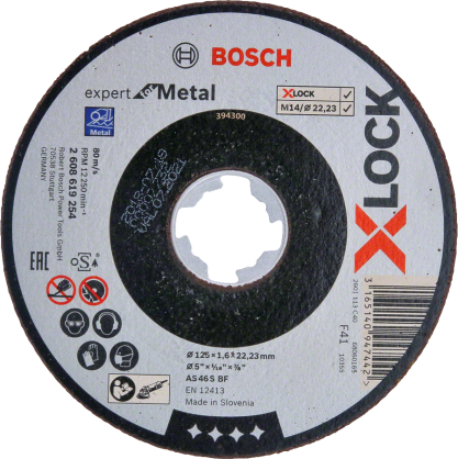 Bosch - X-LOCK - 125*1,6 mm Expert Serisi Düz Metal Kesme Diski (Taş)