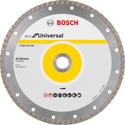 Bosch - Ekonomik Seri 9+1 Genel Yapı Malzemeleri İçin Elmas Kesme Diski 230 mm Turbo