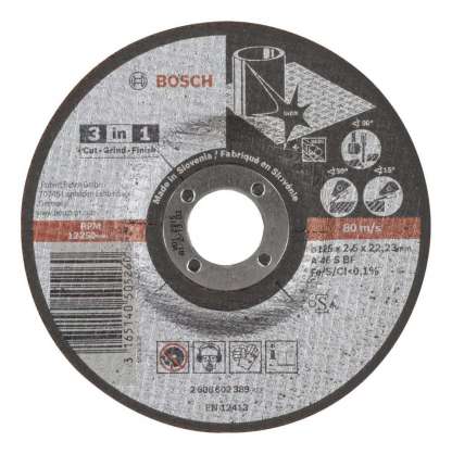Bosch - 125*2,5 mm Kesme, Taşlama, Son Perdah 3in1 Disk