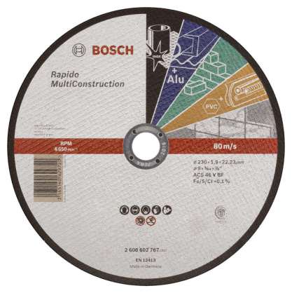 Bosch - 230*1,9 mm Çoklu Malzemelerde Kullanım İçin Düz Kesme Diski (Taş)