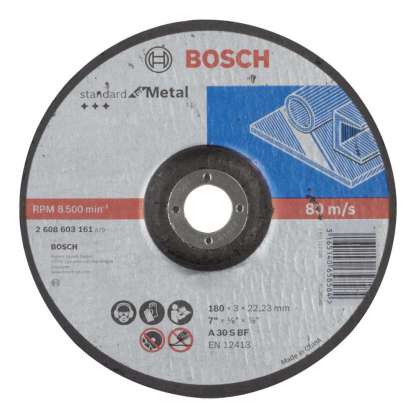 Bosch - 180*3,0 mm Standard Seri Bombeli Metal Kesme Diski (Taş)