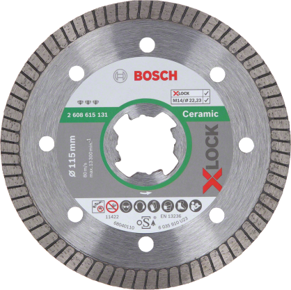 Bosch - X-LOCK - Best Serisi Seramik İçin, Extra Temiz Kesim Turbo Segman  Elmas Kesme Diski 115 mm