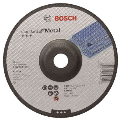 Bosch - 180*6,0 mm Standard Seri Bombeli Metal Taşlama Diski (Taş)