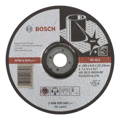 Bosch - 180*6,0 mm Expert Serisi Bombeli Inox (Paslanmaz Çelik) Taşlama Diski (Taş)