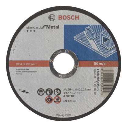 Bosch - 125*1,6 mm Standard Seri Düz Metal Kesme Diski (Taş)