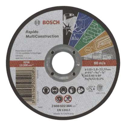 Bosch - 115*1,0 mm Çoklu Malzemelerde Kullanım İçin Düz Kesme Diski (Taş)
