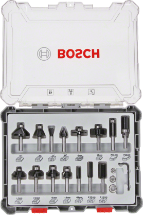 Bosch - Profesyonel 15 Parça Karışık Freze Ucu Seti 8 mm Şaftlı