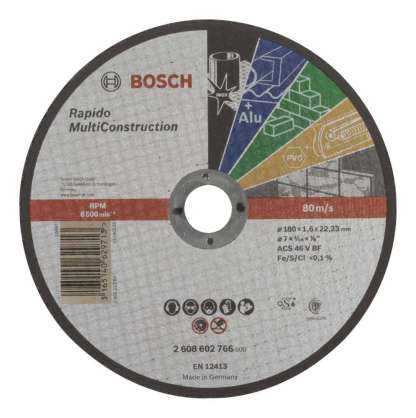 Bosch - 180*1,6 mm Çoklu Malzemelerde Kullanım İçin Düz Kesme Diski (Taş)