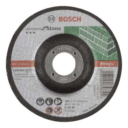 Bosch - 115*2,5 mm Standard Seri Bombeli Taş Kesme Diski (Taş)