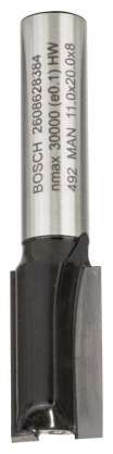 Bosch - Standard Seri Ahşap İçin Çift Oluklu, Sert Metal Düz Freze Ucu 8*11*51mm