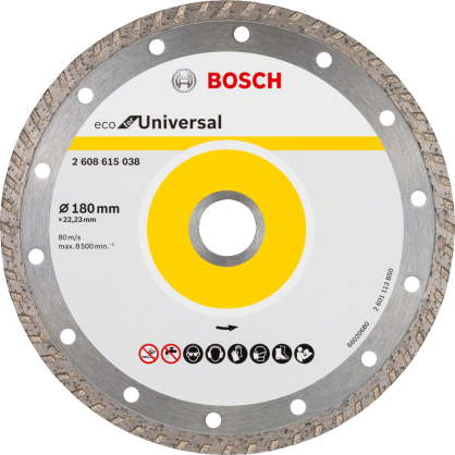 Bosch - Ekonomik Seri 9+1 Genel Yapı Malzemeleri İçin Elmas Kesme Diski 180 mm Turbo