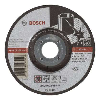 Bosch - 125*6,0 mm Expert Serisi Bombeli Inox (Paslanmaz Çelik) Taşlama Diski (Taş)