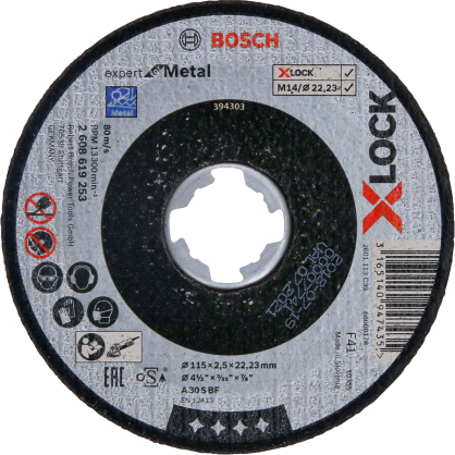 Bosch - X-LOCK - 115*2,5 mm Expert Serisi Düz Metal Kesme Diski (Taş)