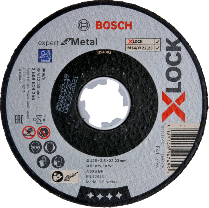 Bosch - X-LOCK - 125*2,5 mm Expert Serisi Düz Metal Kesme Diski (Taş)