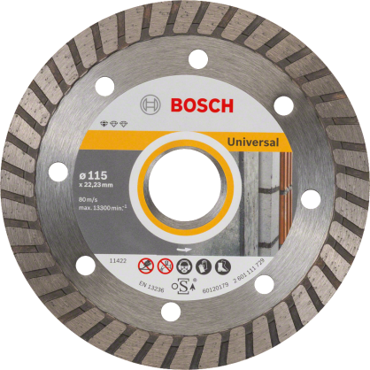 Bosch - Standard Seri Genel Yapı Malzemeleri İçin Turbo Segmanlı Elmas Kesme Diski 115 mm