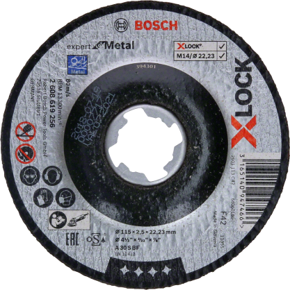 Bosch - X-LOCK - 115*2,5 mm Expert Serisi Bombeli Metal Kesme Diski (Taş)