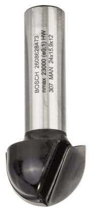 Bosch - Standard Seri Ahşap İçin Çift Oluklu, Sert Metal Dalma Yarımay Freze 12*24*57*12 mm